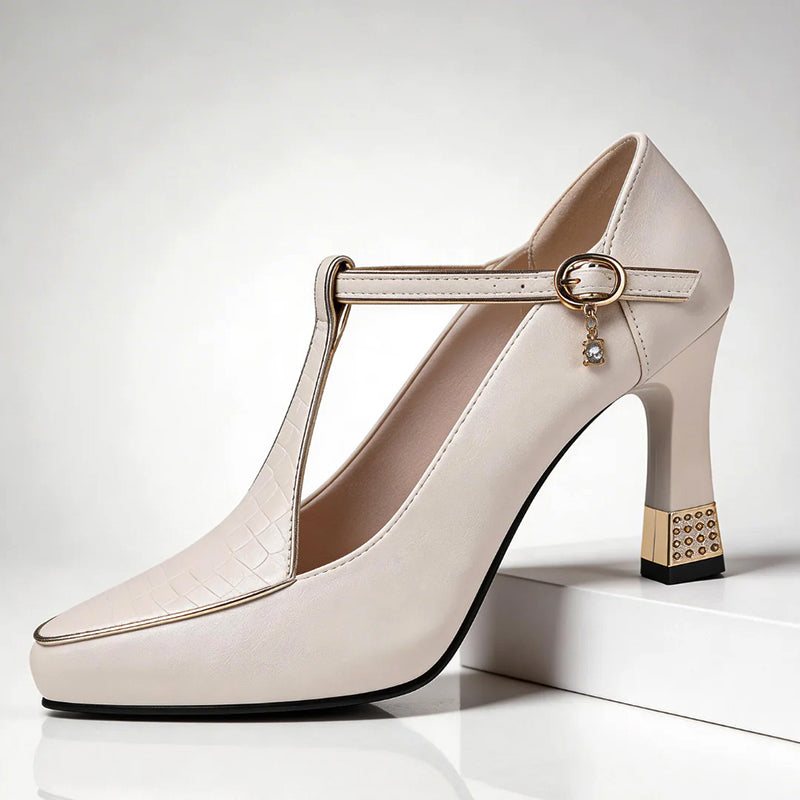 Avery - Women's Closed-Toe Heels with T-Bar Strap