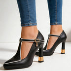 Avery - Women's Closed-Toe Heels with T-Bar Strap