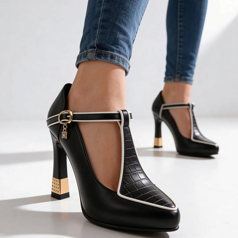 Avery - Women's Closed-Toe Heels with T-Bar Strap