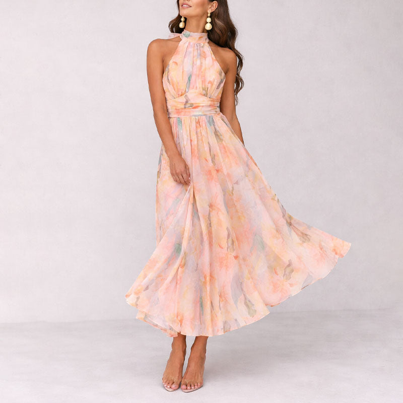 Blaire - Women’s Floral Halter Neck Maxi Dress