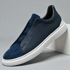 Brandon - Men's Leather Sneakers with Elastic Bands