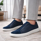 Brandon - Men's Leather Sneakers with Elastic Bands