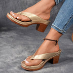 Brittany - Women’s Thong Sandals with Block Heel