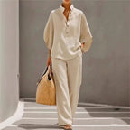 Brittany - Women's Linen Set with Wide Leg Design