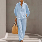 Brittany - Women's Linen Set with Wide Leg Design