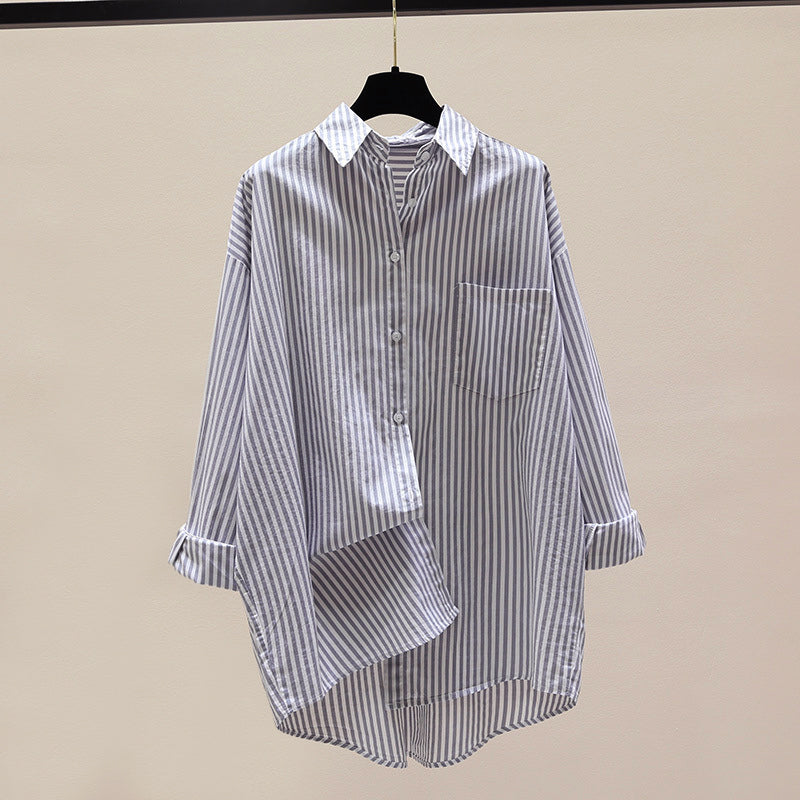 Brooke - Women's Striped Button-Down Oversized Shirt