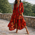 Cadence - Women's Boho Floral Dress with Flowing Skirt