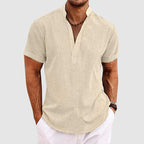 Caleb - Men's Short Sleeve Textured Henley Shirt