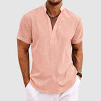 Caleb - Men's Short Sleeve Textured Henley Shirt