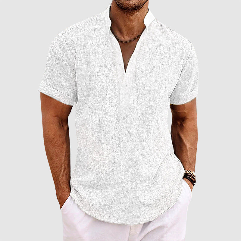 Caleb - Men's Short Sleeve Textured Henley Shirt