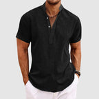 Caleb - Men's Short Sleeve Textured Henley Shirt