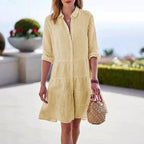 Caroline - Women's Striped Button-Front Tiered Dress