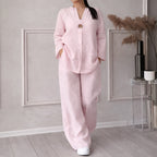 Casey – Women’s Linen Look Set with Shirt and Loose Pants