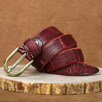 Cassius - Men's Genuine Leather Textured Belt with Brass Buckle