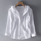 Casual Linen Striped Hooded Shirt