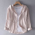 Casual Linen Striped Hooded Shirt