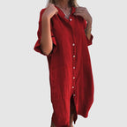Celeste - Women's Collared Midi Shirt Dress