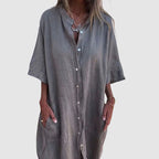 Celeste - Women's Collared Midi Shirt Dress