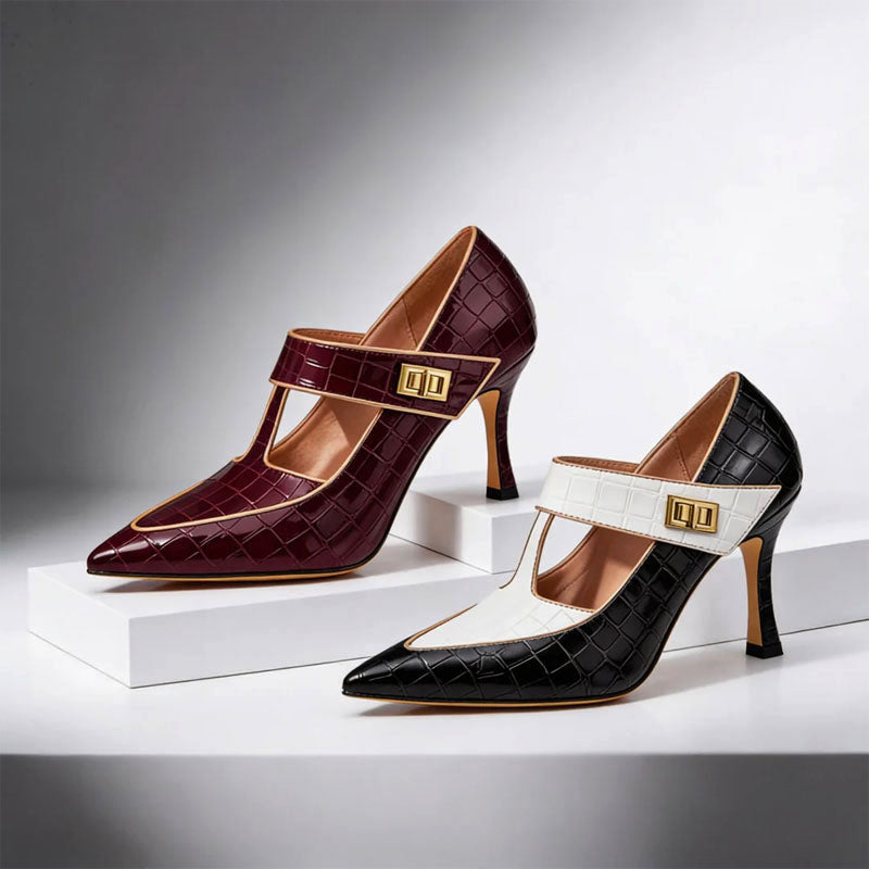 Charlotte - Women's Pointed Toe T-Strap Heels