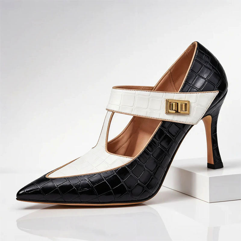 Charlotte - Women's Pointed Toe T-Strap Heels