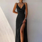 Chloe - Women’s Wrap V Neck Maxi Slit Dress
