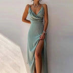 Chloe - Women’s Wrap V Neck Maxi Slit Dress