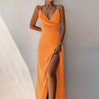 Chloe - Women’s Wrap V Neck Maxi Slit Dress
