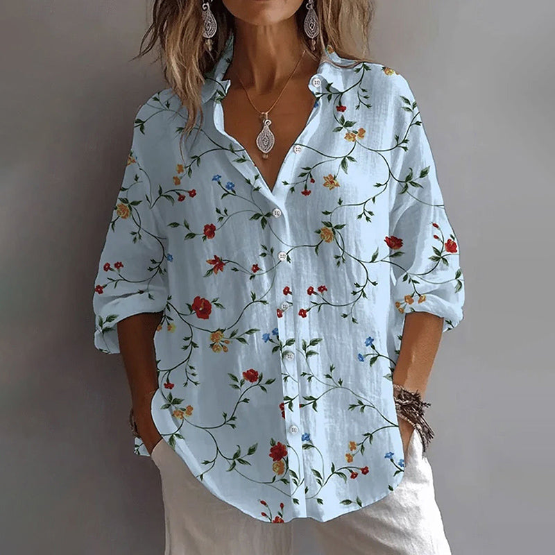 Claire - Women's Floral Collared Everyday Shirt