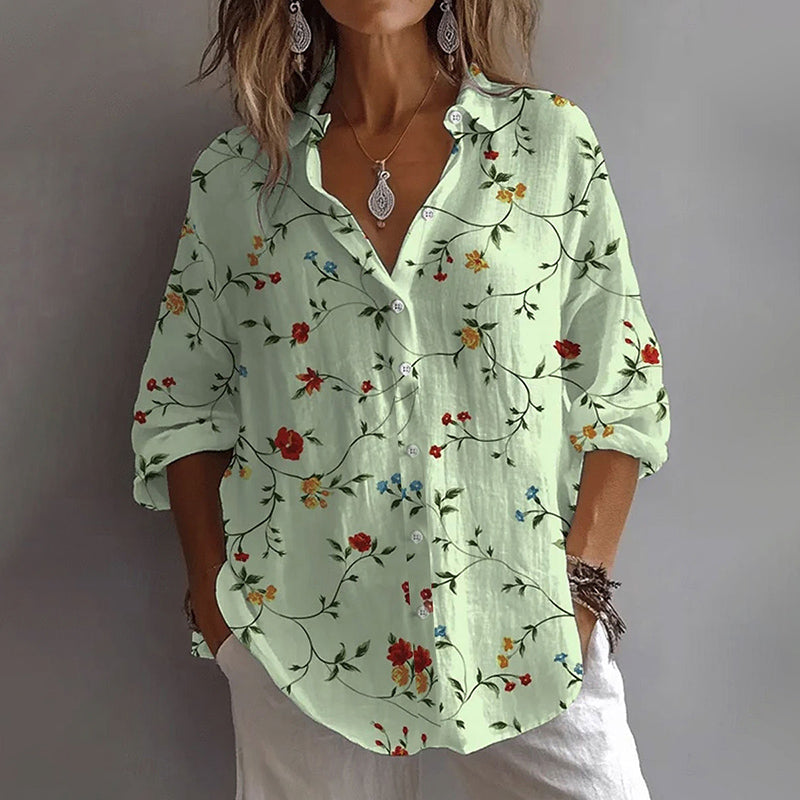 Claire - Women's Floral Collared Everyday Shirt