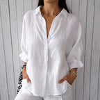 Claire - Women's Relaxed Button-Down Blouse with Ruffle Cuffs