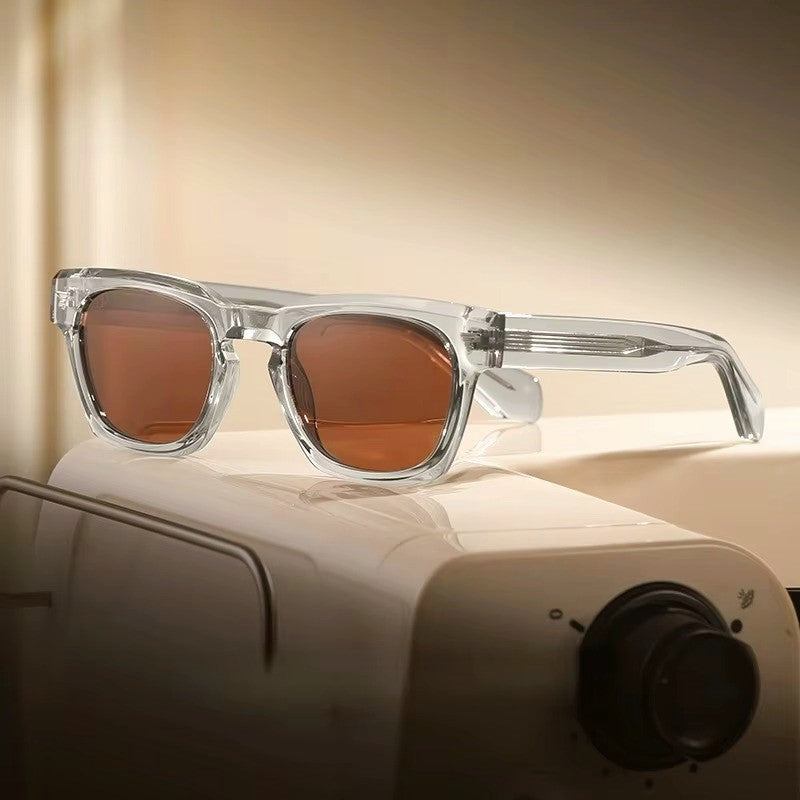 Classic Square Sunglasses with Transparent Frame