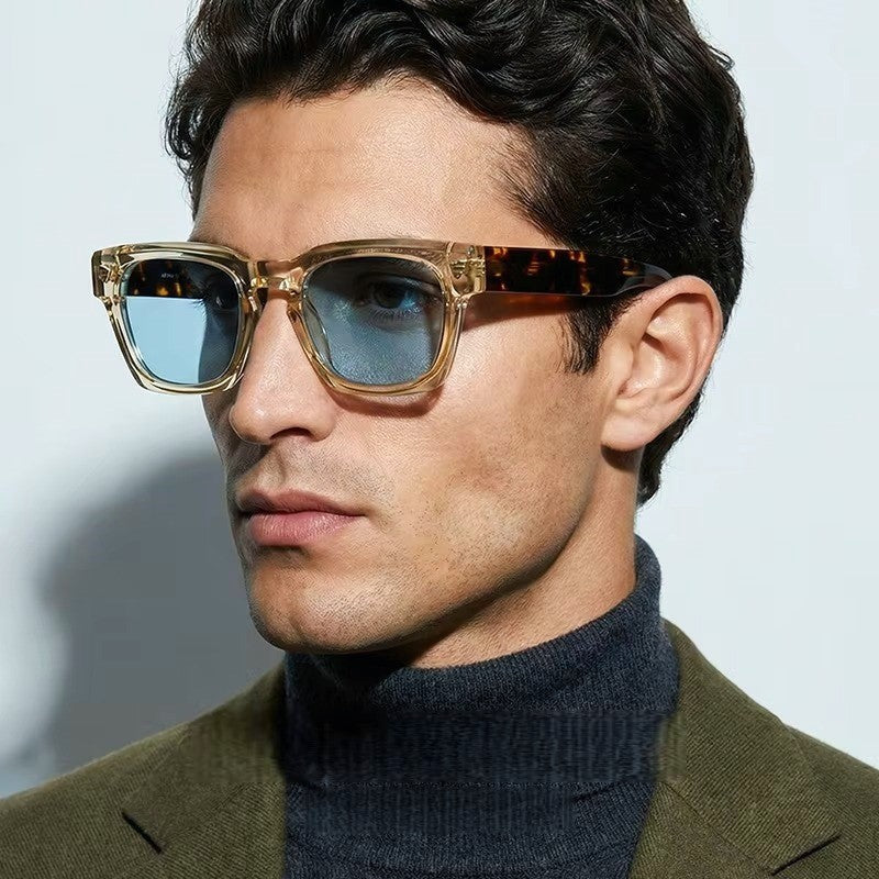 Classic Square Sunglasses with Transparent Frame
