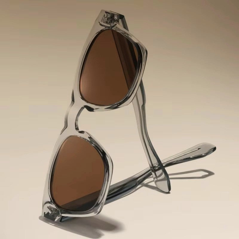 Classic Square Sunglasses with Transparent Frame