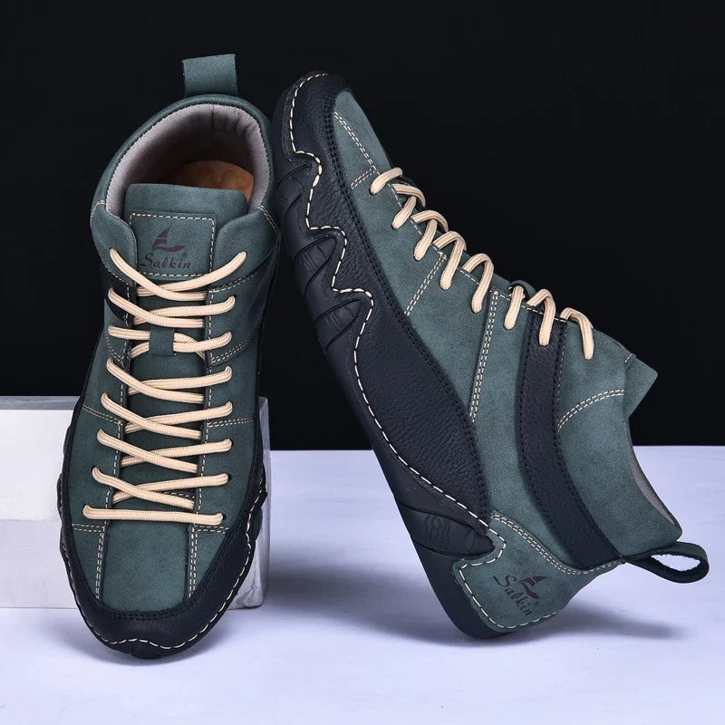 Daniel - Men's Color Block High Top Sneakers with Lace-Up Closure