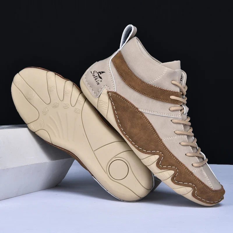 Daniel - Men's Color Block High Top Sneakers with Lace-Up Closure