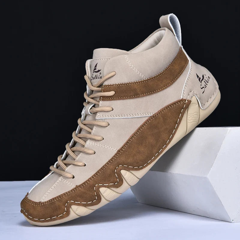 Daniel - Men's Color Block High Top Sneakers with Lace-Up Closure