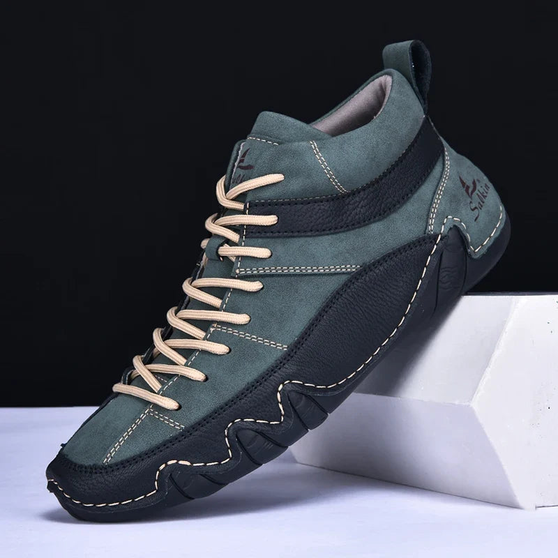Daniel - Men's Color Block High Top Sneakers with Lace-Up Closure