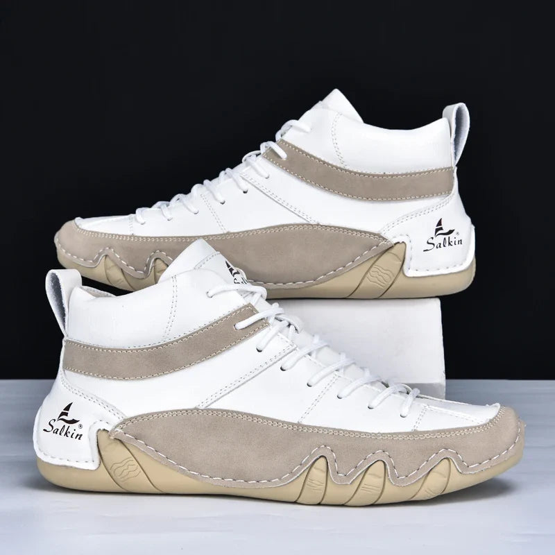 Daniel - Men's Color Block High Top Sneakers with Lace-Up Closure