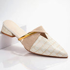 Daphne - Women's Pointed Toe Mules with Gold Accent