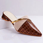 Daphne - Women's Pointed Toe Mules with Gold Accent
