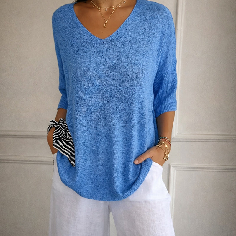 Daphne - Women’s Knit Top with V-Neck and Relaxed Shape