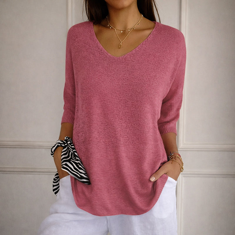 Daphne - Women’s Knit Top with V-Neck and Relaxed Shape