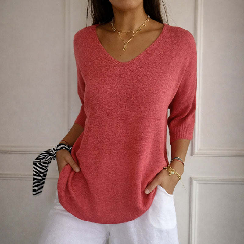 Daphne - Women’s Knit Top with V-Neck and Relaxed Shape