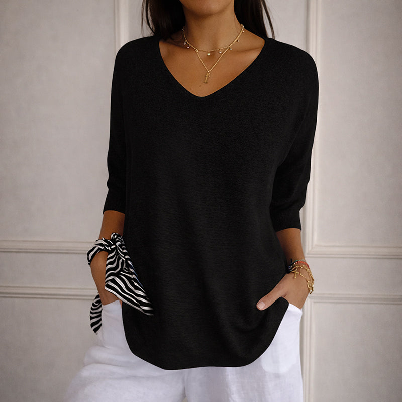 Daphne - Women’s Knit Top with V-Neck and Relaxed Shape
