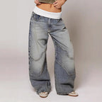 Elara - Women's Baggy Fit Jeans with Elastic Waistband