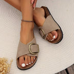 Elise - Women’s Slide Sandals with Open Toe and Buckle