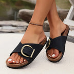 Elise - Women’s Slide Sandals with Open Toe and Buckle