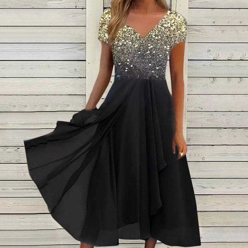 Elizabeth - Women’s Gradient Maxi Dress with Flowing Hem