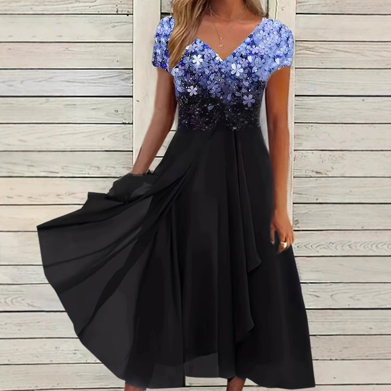 Elizabeth - Women’s Gradient Maxi Dress with Flowing Hem