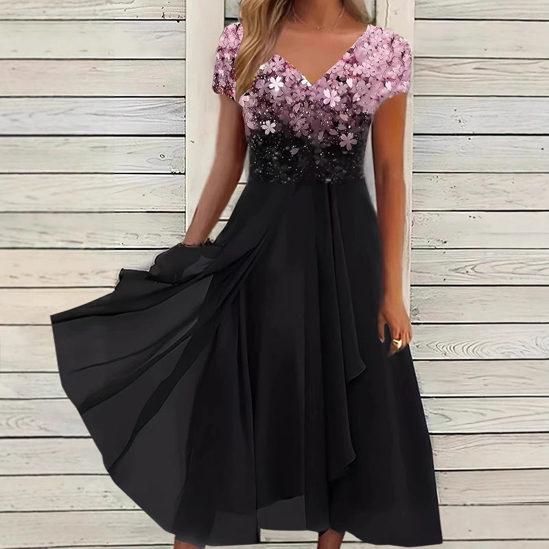 Elizabeth - Women’s Gradient Maxi Dress with Flowing Hem